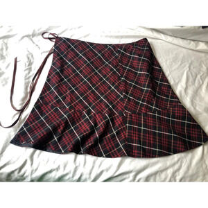Burberry London Red/Black Check Plaid Skirt Sz 38